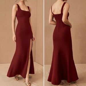 BHLDN Adena Dress in Bordeaux Red